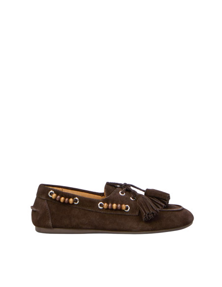 Mocassino Donna Camoscio Ovyè | Testa di Moro con Nappine