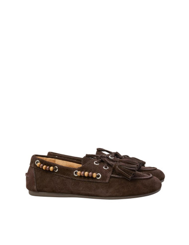 Mocassino Donna Camoscio Ovyè | Testa di Moro con Nappine
