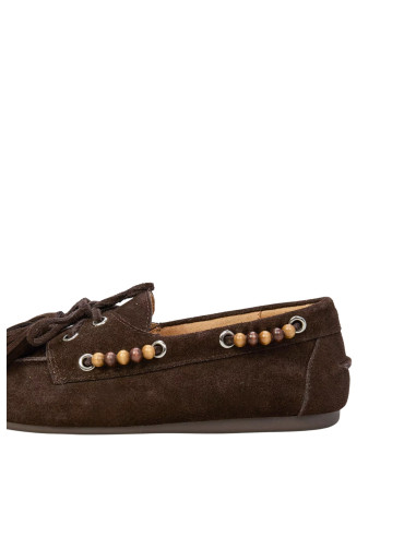 Mocassino Donna Camoscio Ovyè | Testa di Moro con Nappine