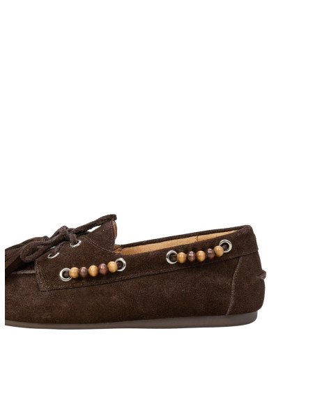 Mocassino Donna Camoscio Ovyè | Testa di Moro con Nappine