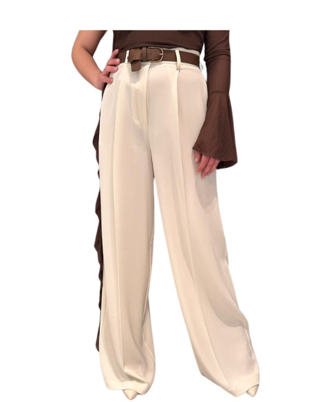 Pantapalazzo fluido latte donna elegante gamba ampia