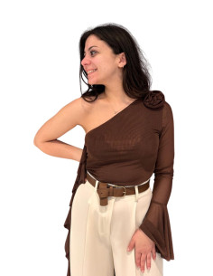 Top monospalla moro con volant Nosecret