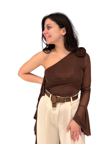 Top monospalla moro con volant Nosecret