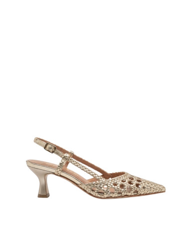 Slingback Platino CaffèNero | Effetto Rattan Elegante