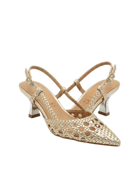 Slingback Platino CaffèNero | Effetto Rattan Elegante