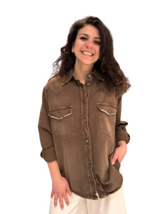 Camicia Denim Over Color Moro Tensione In