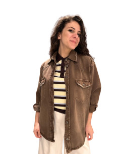 Camicia Denim Over Color Moro - Tensione In