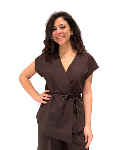 Blazer Kimono Moro con Cintura Vero Moda