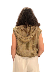 Cardigan Traforato Lurex Nocciola Nosecret