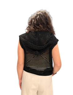 Cardigan Traforato Lurex Nero Nosecret