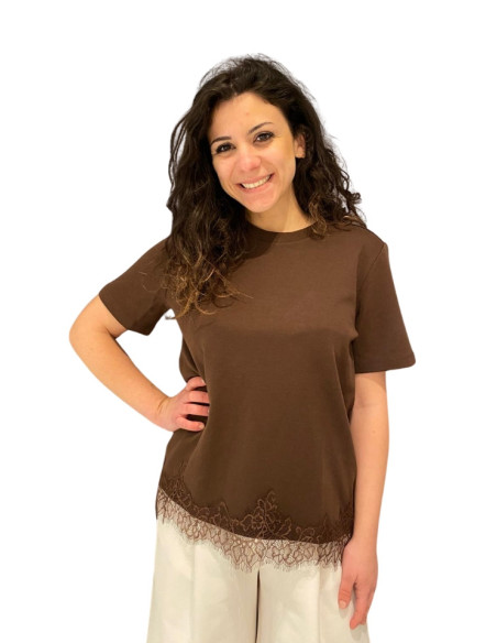 T-shirt moro donna con pizzo Vero Moda