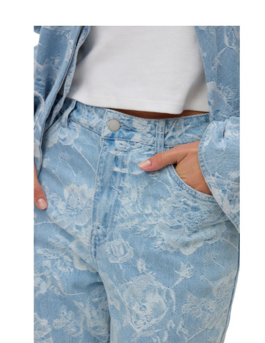 Jeans wide ricamo floreale