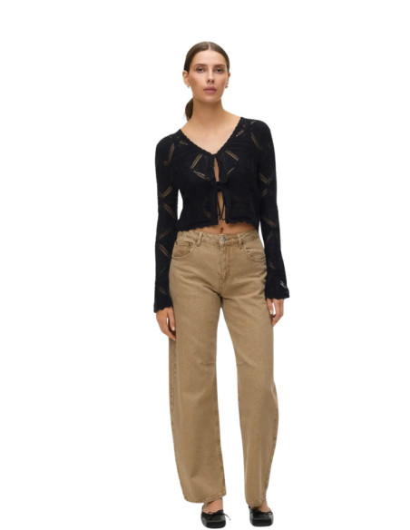 Cardigan laccetto operato NERO