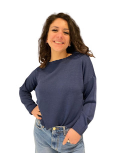 Maglia donna blu manica lunga Zahjr