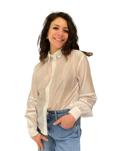 Camicia in Tulle Bianca con Manica Ampia Vero Moda