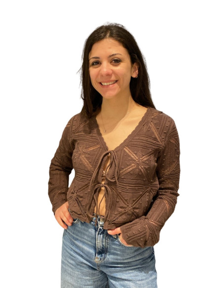 Cardigan laccetto operato MORO