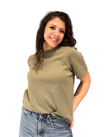 T-shirt Verde Militare donna in felpa 100% cotone Vero Moda