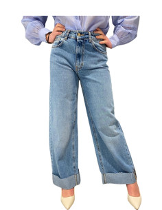Jeans Wide Fit Donna con Risvolto