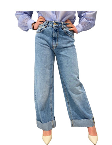 Jeans Wide Fit Donna con Risvolto