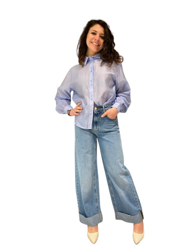 Jeans Wide Fit Donna con Risvolto