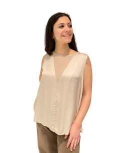Top avena con tulle trasparente Zahjr