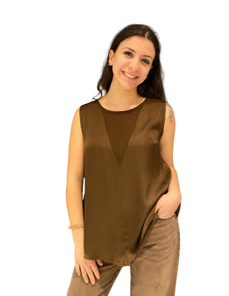 Top moro con trasparenza triangolo Zahjr
