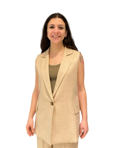 Gilet Lungo Monopetto Avena Zahjr