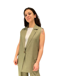 Gilet lungo monopetto MILITARE