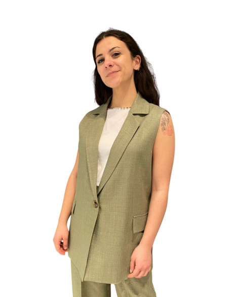 Gilet lungo monopetto MILITARE