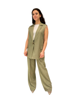 Gilet lungo monopetto MILITARE