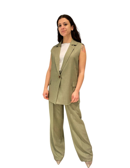 Gilet lungo monopetto MILITARE