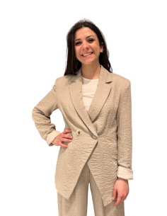 Blazer Regular Effetto Lino Beige - Vero Moda