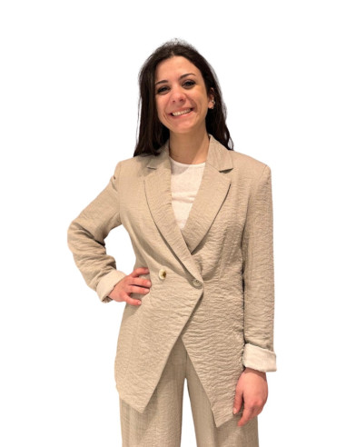 Blazer Regular Effetto Lino Beige - Vero Moda