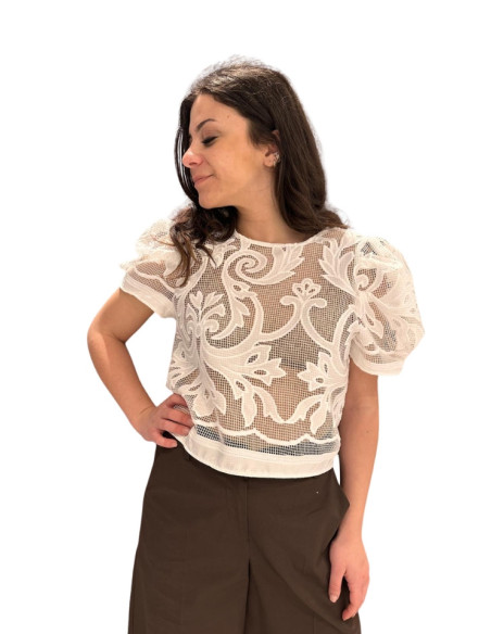 Blusa manica corta rete