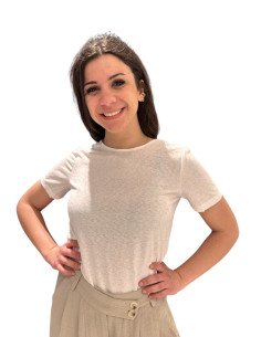 T-shirt bianca scollo V con pizzo Vero Moda