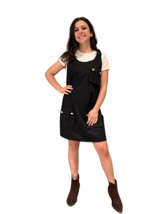 Abito scamiciato cargo nero Nosecret | Vestito casual con tasche