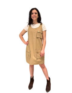 Abito scamiciato cargo marrone Nosecret | Vestito casual con tasche