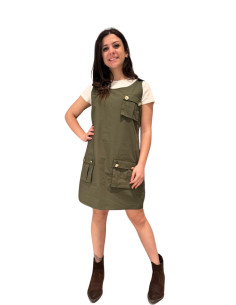 Abito scamiciato cargo verde Nosecret | Vestito casual con tasche