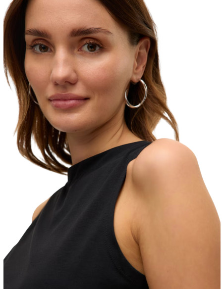 Vero Moda Top Canotta VMPANDA Nero - Scollo a Barca in TENCEL™ e Cotone Bio