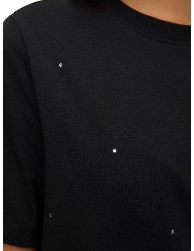 Vero Moda T-shirt VMPAULINA in Cotone Bio con Strass Argento