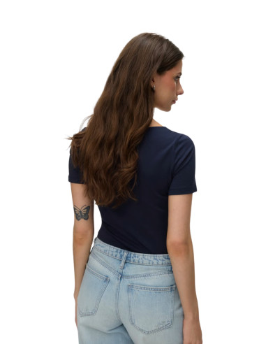 Vero Moda T-shirt VMPANDA Blu Navy - Scollo a Barca Stretch