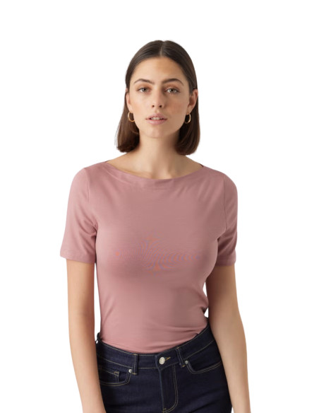 Vero Moda T-shirt VMPANDA Rosa Antico - Scollo a Barca Slim