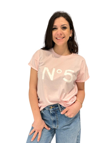 T-shirt rosa stampa N°5 donna Tensione In