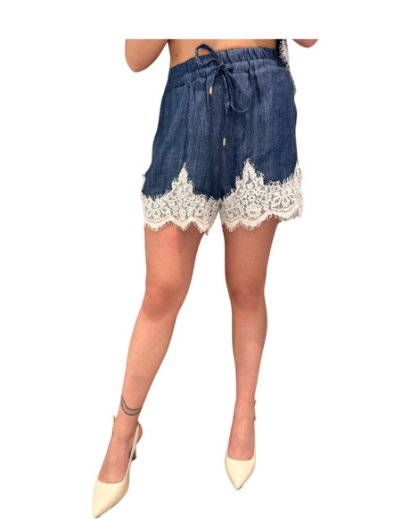 Shorts Denim con Pizzo Sangallo