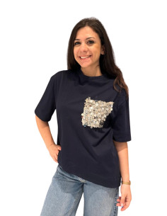 T-shirt taschino paillettes BLU