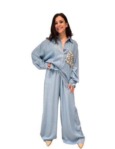 Pantapalazzo chambray denim donna Tensione In