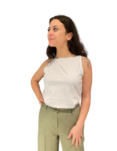 Canotta bianca con borchie donna Zahjr