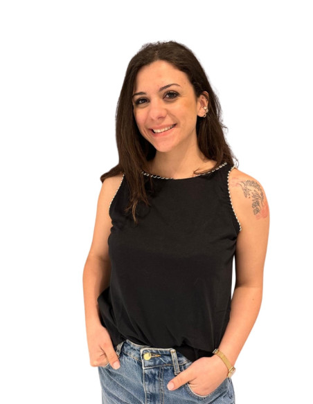 Canotta nera con borchie donna Zahjr